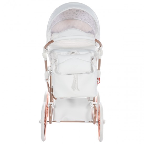 Junama Dolce Dolls Pram White Rose Gold